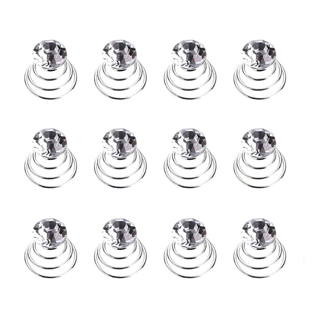 24 Pcs Gorgeous Rhinestones Hair Spirals Clips Shiny Metal Spiral Updo Prom Hair Pins Swirl Hair Twists Coils Wedding Hair Clips (White)