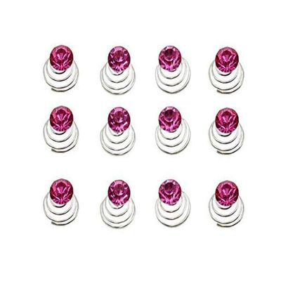 24 Pcs Gorgeous Rhinestones Hair Spirals Clips Shiny Metal Spiral Updo Prom Hair Pins Swirl Hair Twists Coils Wedding Hair Clips (Rose Red)