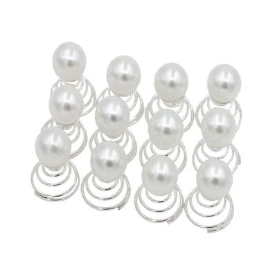 24PCS Imitation Pearl Spiral Hair Pins Metal Spiral Twist Hairpins Bobby Pins Barrette Hair Clips Hair Bun Hair Accessories for Women Lady (White)