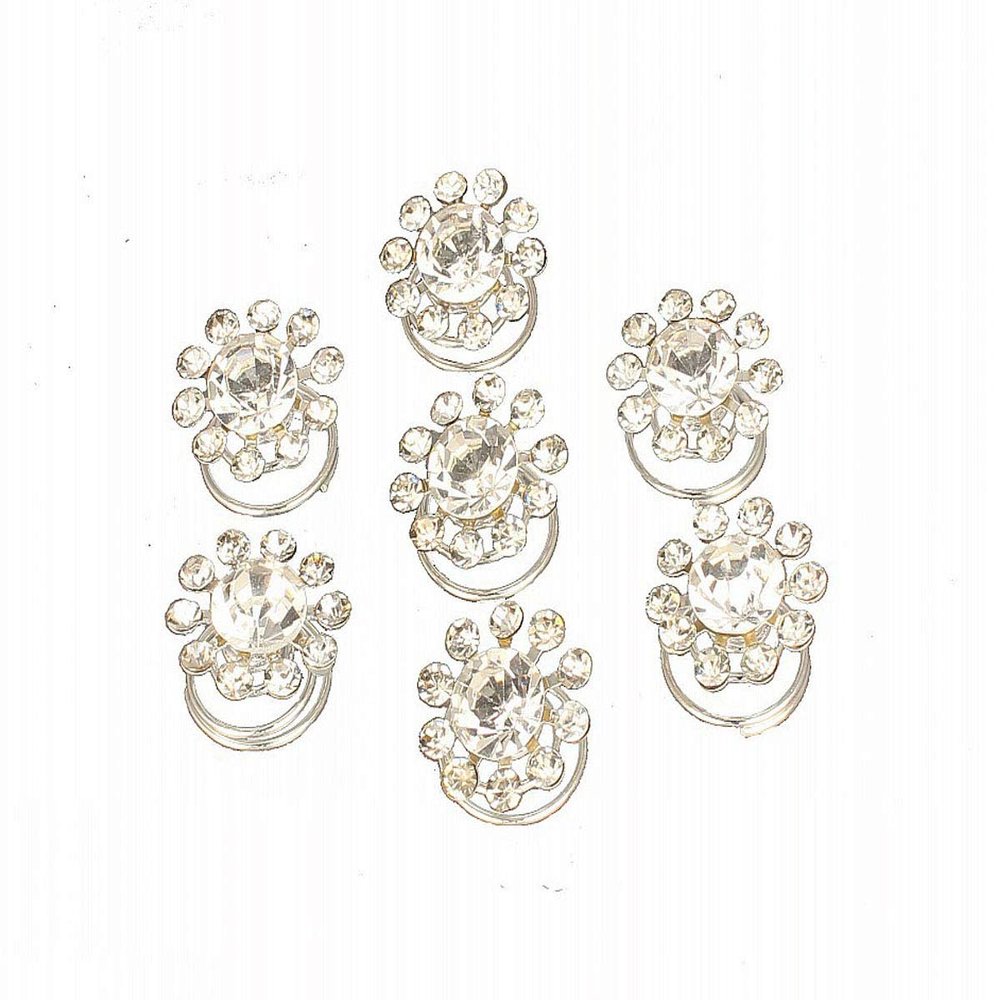 24 PCS Women Flower Crystal Swirl Hair Twists Coils Spirals Hair Clip Imitation Pearl Spiral Bobby Hair Pins Twist Hair Pins for Wedding Party (A#)