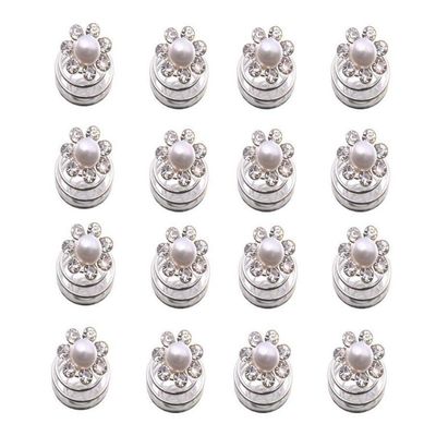 24 PCS Women Flower Crystal Swirl Hair Twists Coils Spirals Hair Clip Imitation Pearl Spiral Bobby Hair Pins Twist Hair Pins for Wedding Party (C#)