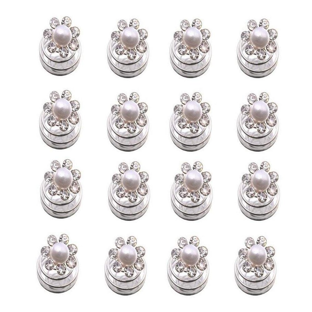 24 PCS Women Flower Crystal Swirl Hair Twists Coils Spirals Hair Clip Imitation Pearl Spiral Bobby Hair Pins Twist Hair Pins for Wedding Party (C#)