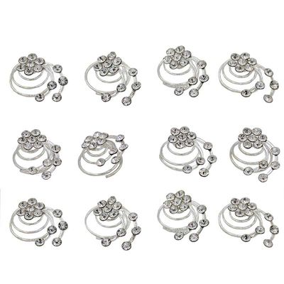 24 PCS Women Flower Crystal Swirl Hair Twists Coils Spirals Hair Clip Imitation Pearl Spiral Bobby Hair Pins Twist Hair Pins for Wedding Party (B#)