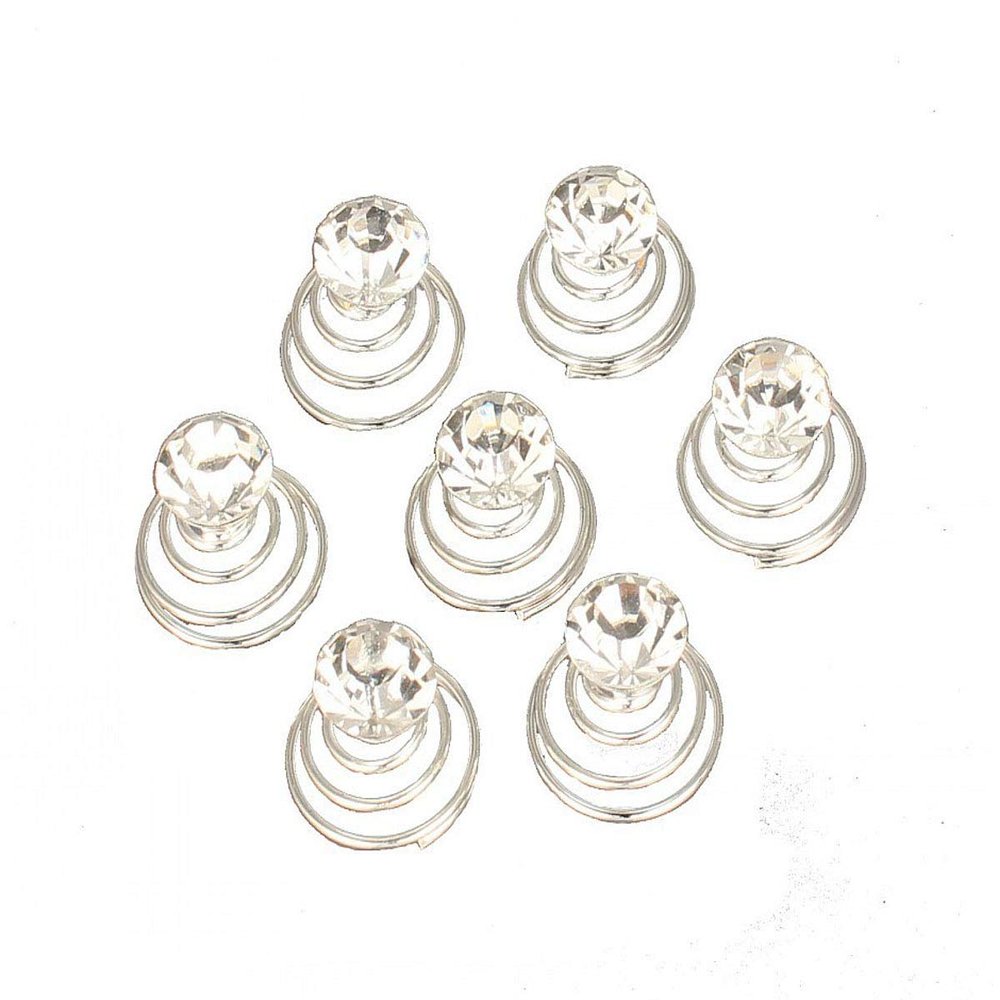24 PCS Women Flower Crystal Swirl Hair Twists Coils Spirals Hair Clip Imitation Pearl Spiral Bobby Hair Pins Twist Hair Pins for Wedding Party (D#)