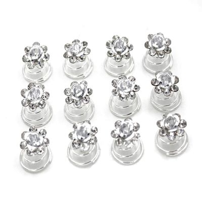 24 Pcs Bridal Wedding Rhinstone Spiral Twist Screw Hair Pins Rose Flower Hair Clips Spiral Bobby Pins Hair Bun Styling Tool Hair Accessories (White)