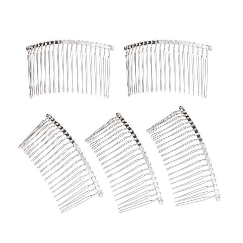 10 PCS 20 Teeth Metal Hair Clip Combs Iron Wire Hair Clasp Side Combs DIY Bridal Wedding Veil Combs for Women (Silver)