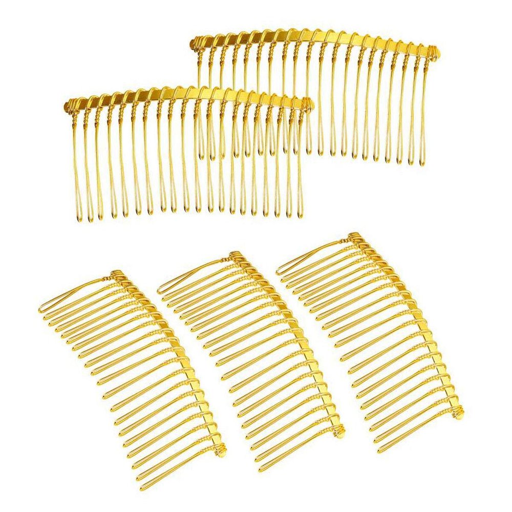 10 PCS 20 Teeth Metal Hair Clip Combs Iron Wire Hair Clasp Side Combs DIY Bridal Wedding Veil Combs for Women (Gold)