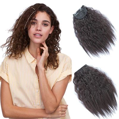12" Afro Nature Curly Hair Topper Clip in Fluffy Mini 2 Clips Fringe Hairpiece Dark Brown
