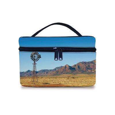 Makeup Bag Travel Cosmetic Bag,Flinders Ranges South Australia Mountains Barren Land Summer Decorative Portable Organizer Professional Cosmetic Train Case,for Women GirlsEarth Yellow Light Blue