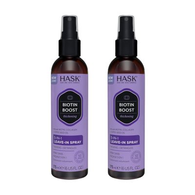 HASK Thickening BIOTIN 5-in-1 Leave In Conditioner Spray for all hair types, color safe, gluten free, sulfate free, paraben free - BIOTIN 2 PIECE SET