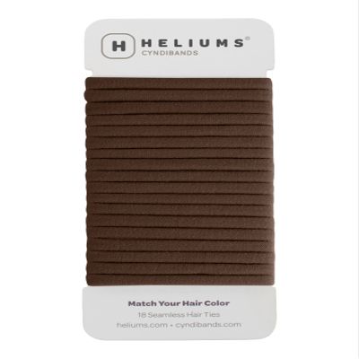 Heliums Thin Seamless Hair Ties - Dark Brown - 6mm Nylon No Damage Ponytail Holders, 1.75 Inch, Medium Hold for Thin to Normal Hair - 18 Pack