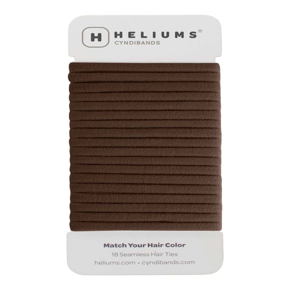 Heliums Thin Seamless Hair Ties - Dark Brown - 6mm Nylon No Damage Ponytail Holders, 1.75 Inch, Medium Hold for Thin to Normal Hair - 18 Pack