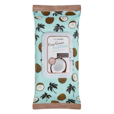 B.C. Beauty Concepts Makeup Remover Wipes Gentle Facial Wipes for Easy Makeup Removal, 50 Count (Pack of 1), Coconut with Aloe & Vitamin C