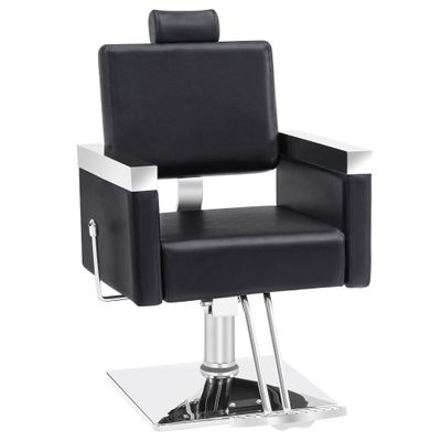 BarberPub Classic Recline Hydraulic Barber Chair Salon Spa Chair Hair Styling Beauty Equipment 3018 (Black)