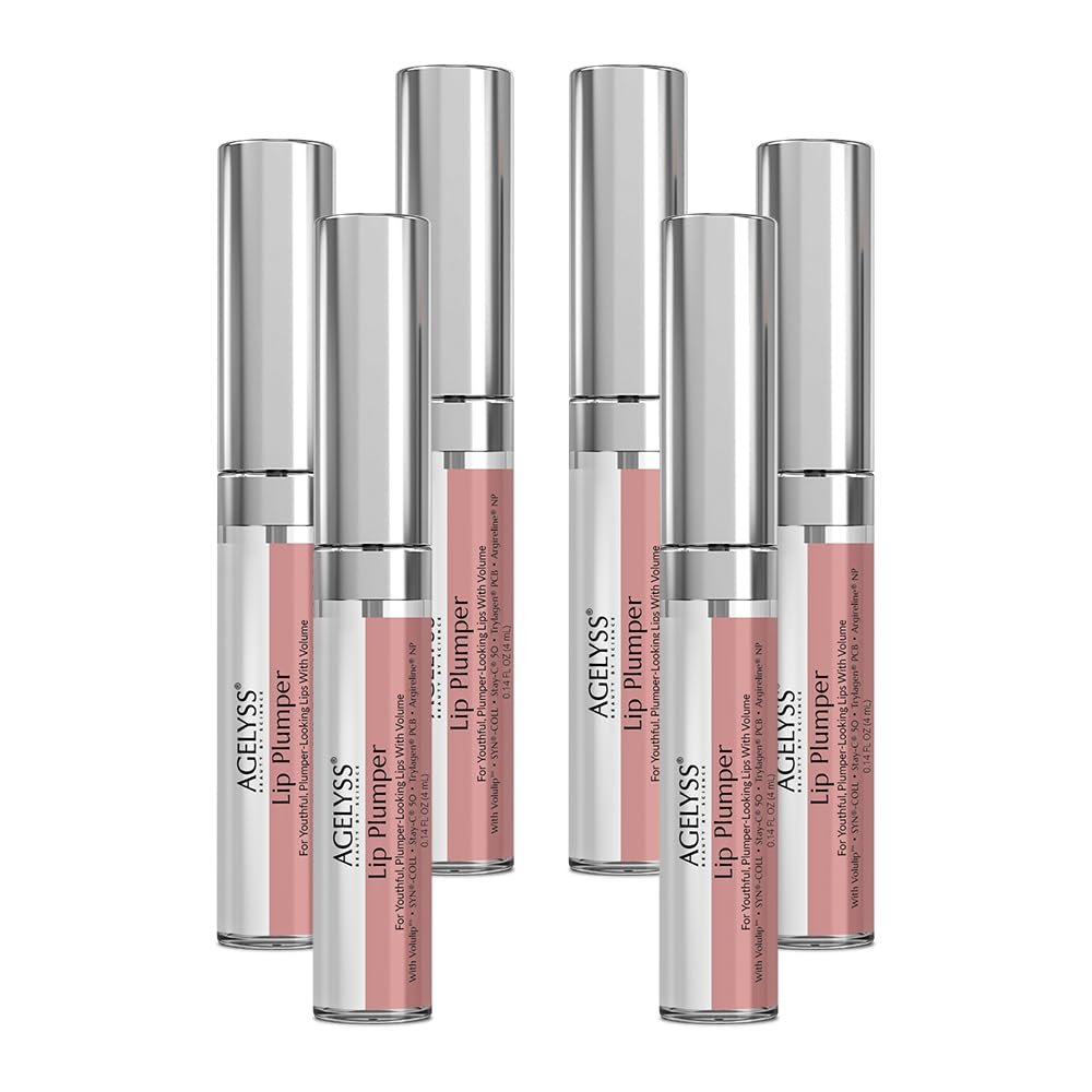 Agelyss Lip Plumper - Deep Hydration - Lip Volume, Collagen Boost, Plumping - Paraben-Free, Cruelty-Free, Vegan - .14 FL OZ - Pack of 6