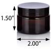 (12 Pack) 1 oz Amber Glass Thick Balm Jar with Black Lined Lid view 2