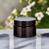 (12 Pack) 1 oz Amber Glass Thick Balm Jar with Black Lined Lid view 3