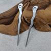 (2) Anodized Aluminum Matte Finished Spiral 6" Hair Sticks with Clear Rhinestones Unbreakable Waterproof Pick Pic Pin Fork (Silver) view 3