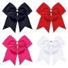 TUUXI 4pcs Large Cheering Hair Bows 8 Inch Cheerleading Bows with Elastic Hair Ties Bands Ponytail Holder for Cheerleaders Softball Football Competition College Sport Black Red Pink White view 1