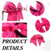 TUUXI 4pcs Large Cheering Hair Bows 8 Inch Cheerleading Bows with Elastic Hair Ties Bands Ponytail Holder for Cheerleaders Softball Football Competition College Sport Black Red Pink White view 3