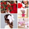 TUUXI 4pcs Large Cheering Hair Bows 8 Inch Cheerleading Bows with Elastic Hair Ties Bands Ponytail Holder for Cheerleaders Softball Football Competition College Sport Black Red Pink White view 4