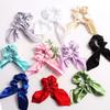 10 Pcs Solid Color Silk Satin Scrunchy Rabbit Ears Hair Ties Hair Scrunchies Soft Elastic Hair Rope Ponytail Holder Women Hair Accessories (Random Color) view 4