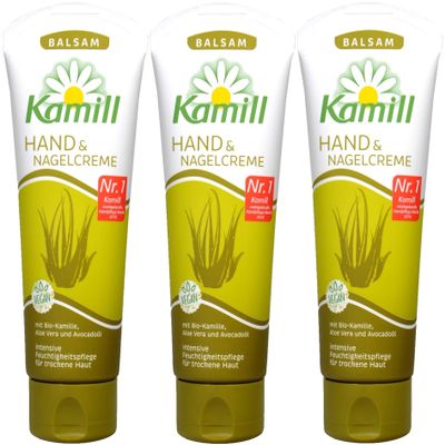 Kamill 3x100 ml Hand & Nail Cream BALSAM with BIO CamomileCamomile, Aloe Vera, Avocado Oil and Bisabolol | Germany
