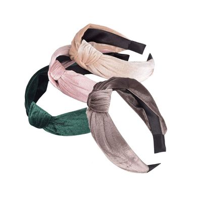 4 Pcs Velvet Cross Knot Wide Turban Headbands Soft Elastic Hair Band Hair Hoop Fashion Headwear Hair Accessories for Women