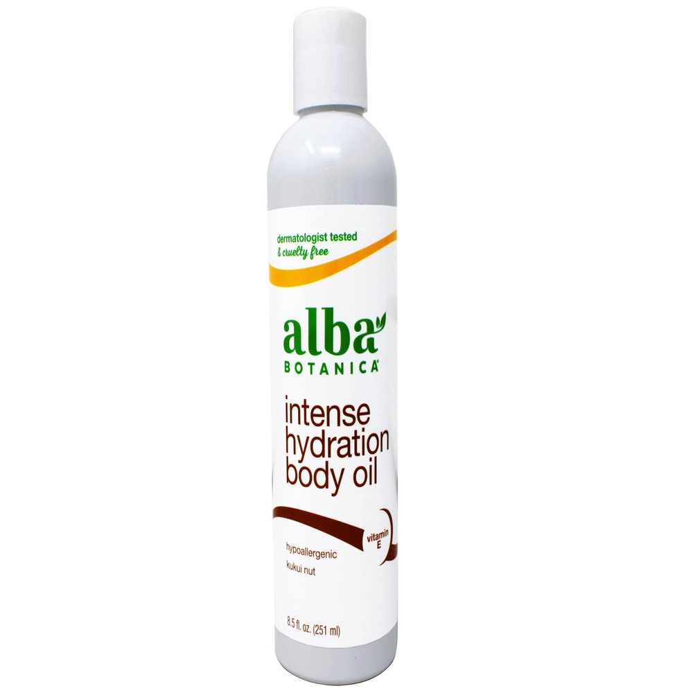 Alba Botanica Intense Hydration Body Oil, with Kukui Nut and Vitamin E, 8.5 FL OZ