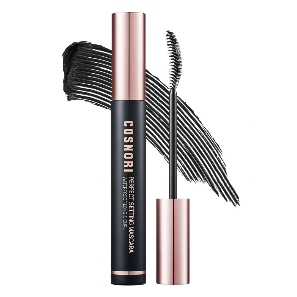COSNORI Perfect Setting Waterproof Mascara Long & Curl - Lengthening Fiber Mascara Black Natural Lash Extension Waterproof, Smudge Proof, Clump Free Irritation Free Tested, 0.24 fl.oz.