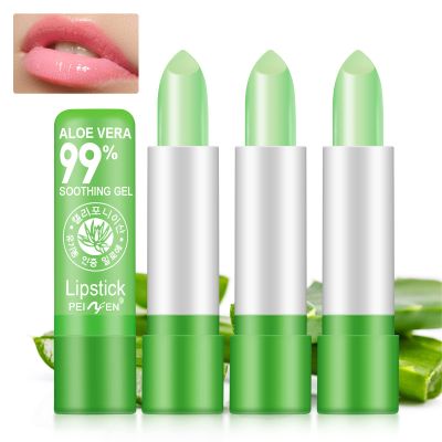 3PCS Aloe Vera Lipstick, Color Changing Lipstick,24H Long Lasting Nutritious Soothing Lip Balm,Magic Moisturizer Temperature Color Change Aloe Vera Lip Gloss Lip Care Set for Women