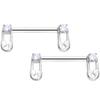 Body Candy 14G Womens Nipplerings Piercing 316L Steel 2Pc Clear Accent Safety Pin Nipple Ring Set 9/16" view 1