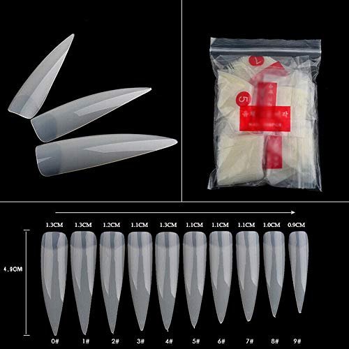 Magik 500-1000 Pcs Coffin Nail Tips Long Square French Fake False Nails Stiletto Nail Clips US (1000 Pack, Full Pointy Nail, Natural)