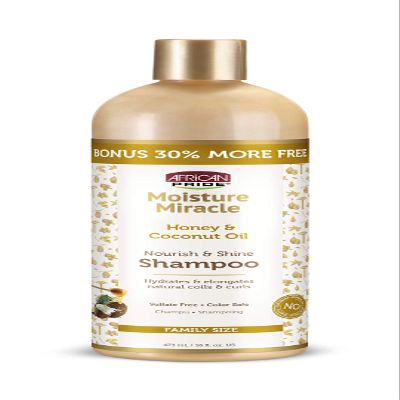 African Pride Moisture Miracle - For Natural Coils & Curls, Nourishes & Shines, Sulfate Free, Color Safe (Shampoo)