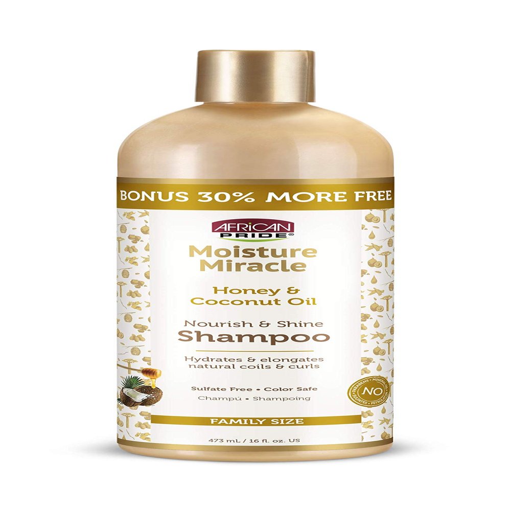African Pride Moisture Miracle - For Natural Coils & Curls, Nourishes & Shines, Sulfate Free, Color Safe (Shampoo)