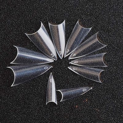 Magik 500-1000 Pcs Coffin Nail Tips Long Square French Fake False Nails Stiletto Nail Clips US (1000 Pack, Half Pointy Nail, Clear)