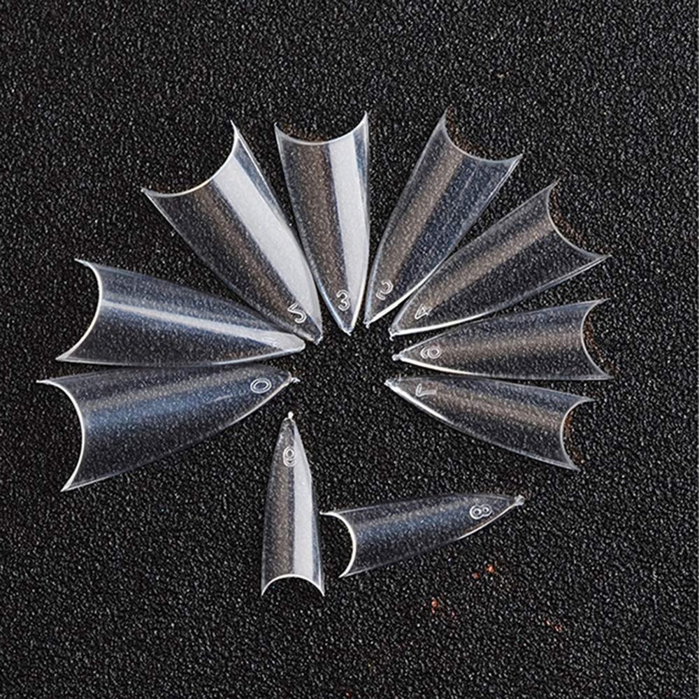 Magik 500-1000 Pcs Coffin Nail Tips Long Square French Fake False Nails Stiletto Nail Clips US (1000 Pack, Half Pointy Nail, Clear)