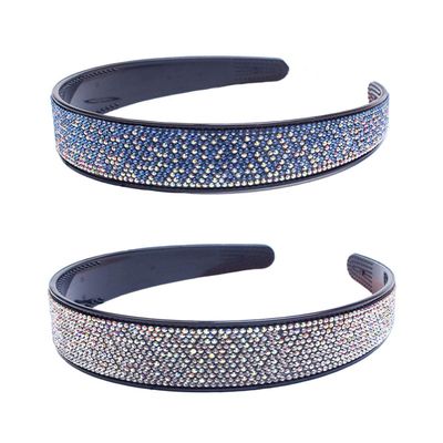 2 Pcs Shining Colorful Rhinestone Crystal Hair Band Non-Slip Teeth Full Rhinestone Plastic Headbands Hair Hoop Hair Accessories for Women (A#)