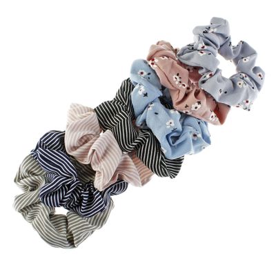 My Lello 7pcs Hair Scrunchies Printed Stripes Floral Variety Pack