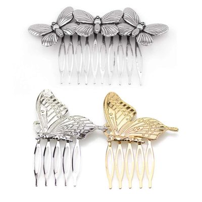 3PCS Butterfly Metal Hair Combs Hair Clip With Teeth Grip Clasp Barrettes Pins for Women Updo Vintage Accessories (B#)