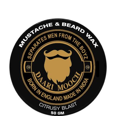 DAARIMOOCH Beard & Mustache Wax - Natural ingredients - Medium to Firm Hold (Citrusy Blast, 50 gm)