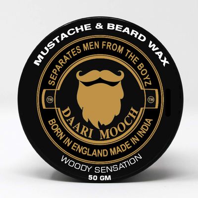 DAARIMOOCH Beard & Mustache Wax - Natural ingredients - Medium to Firm Hold (Woody Sensation, 50 gm)