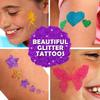 Original Stationery Glitter Tattoo Kit - 33-Piece Multicolor Set, Ages 3-8, 24 Stencils, 6 Color Pots, 2 Brushes & Adhesive - Glitter Tattoos for Kids & Sleepover Party Supplies view 2