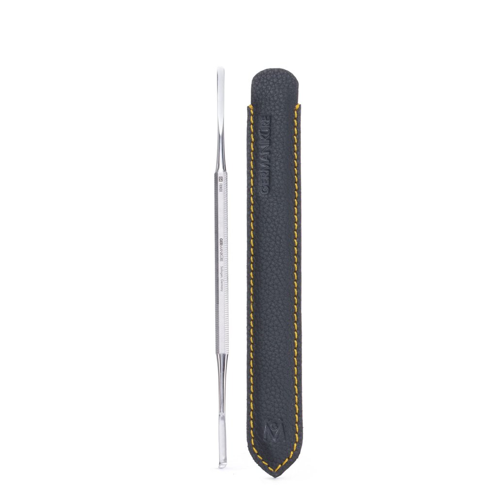 GERMANIKURE Rounded Double Spatula Implement for Ingrown Toenails in Leather Case, Podiatry Pedicure Tool Made in Solingen Germany