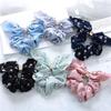 10 Pcs Chiffon Rabbit Ears Knotted Hair Scrunchies Elastic Hair Rope Hair Ties Hair Bands Women Hair Accessories (6 Pieces of Floral and 4 Solid Colors) view 3