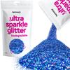 Hemway Premium Ultra Sparkle Glitter Multi-Purpose Metallic Flake for Nail Art, Cosmetic Graded, Makeup, Festival and Hair 100g / 3.5oz - Fine (1/64 0.015 0.4mm) - Sapphire Blue Holographic view 1