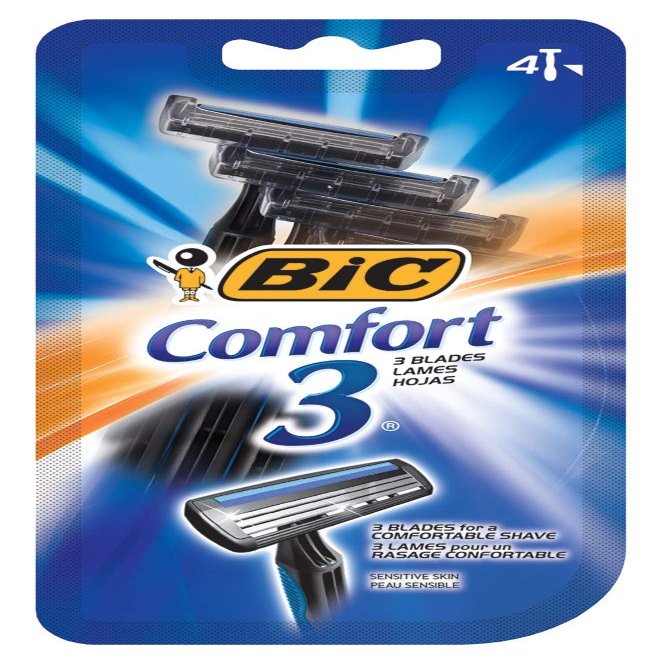 Bic Shaver Mens Comfort 3 (4 Count) (Pack of 6)