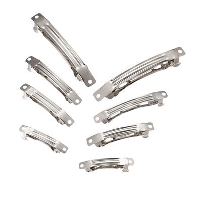 100Pcs Iron Blank French Barrette Hair Clip 4 Sizes 39/51/59/78mm Long Platinum for DIY Hair Accessories Making