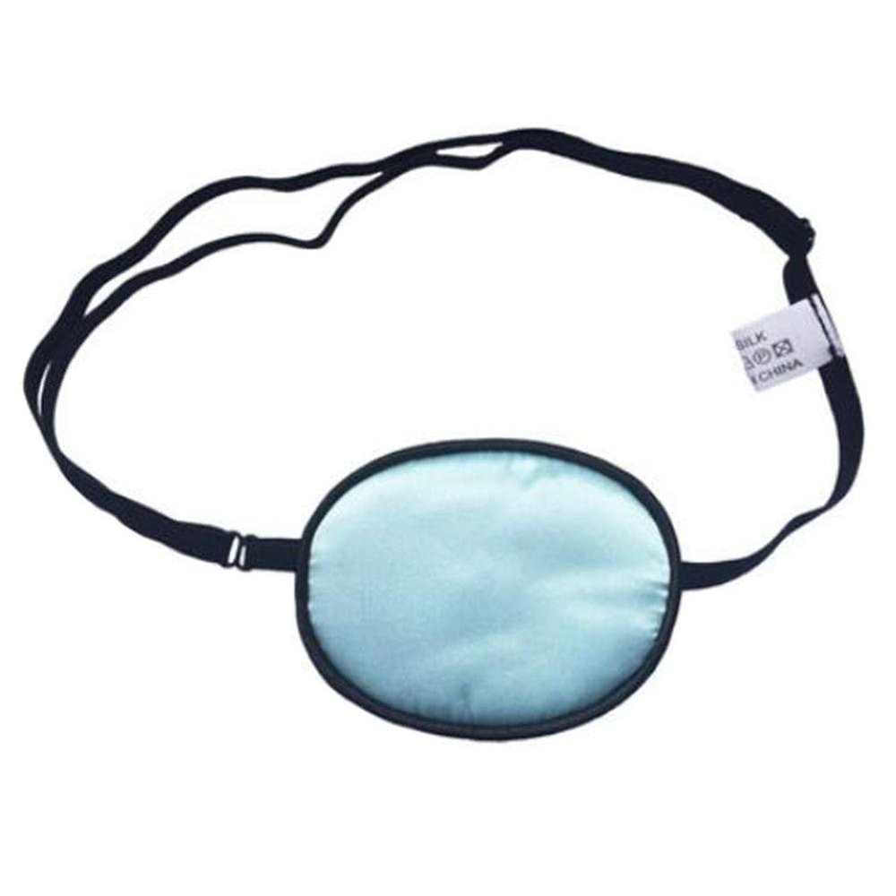 Adult/Child Breathable Adjustable Strabismus Silk Eye Patch Pad Amblyopia Corrected Single Eye Mask for Lazy Eye(Azure)