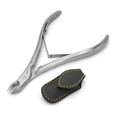 GERMANIKURE Standard Professional Cuticle Trimmer - 3/4 Full Jaw Nipper - Ethically Made in Germany - FINOX Stainless Steel Sharp Cuticle Remover in Leather Case Manicure Tool, r177, 7mm